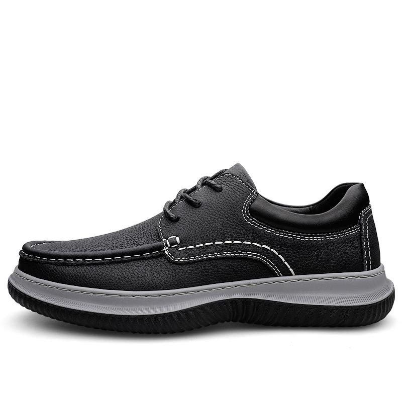 Fashion New Male Lace-Up Business Flats High Quality Men Shoe Genuine Leather Mens Casual Shoes All-match Male Comfortable Walking Shoe
