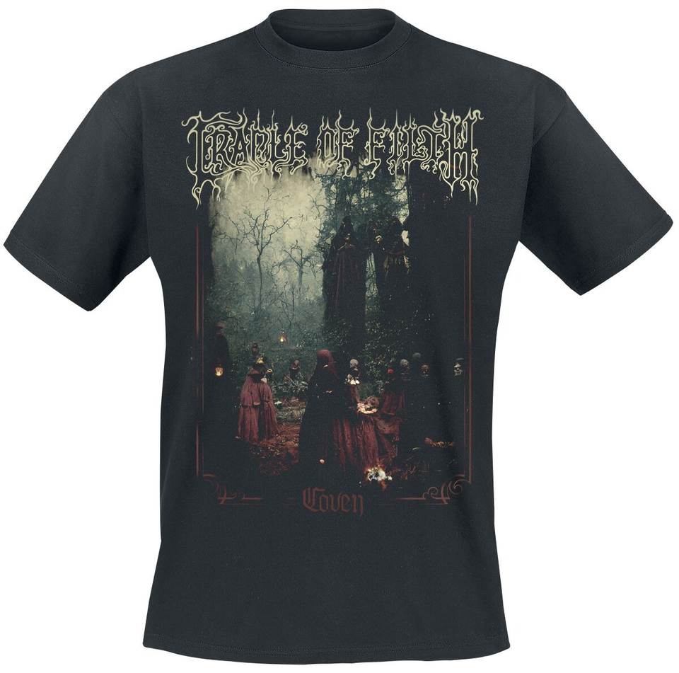 Cradle of Filth Coven Raganų Susirinkimas Dvipusis Spaudas Juodi Medvilniniai Marškinėliai Vyrams Metaliniai Unisex Marškinėliai