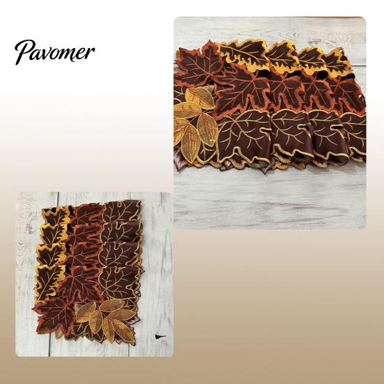Decorative Mats for Autumn Gatherings Maple Leaf Embroidered Placemat, Coaster Place Mat, Thanksgiving Home Kitchen Decor Table Mat Fall Farmhouse