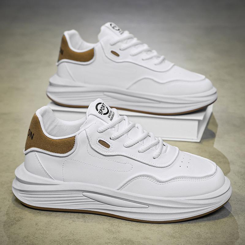 

Men s shoes spring 2025 new versatile trendy shoes popular non-slip platform bread shoes fashion trend casual white shoes 44