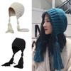 Creative Braid Beanie Hat Knit Hat with Ear Flaps Wool Hat Lei Feng Hat Wild Girl for Outdoor Cold Weather Skiing Ri