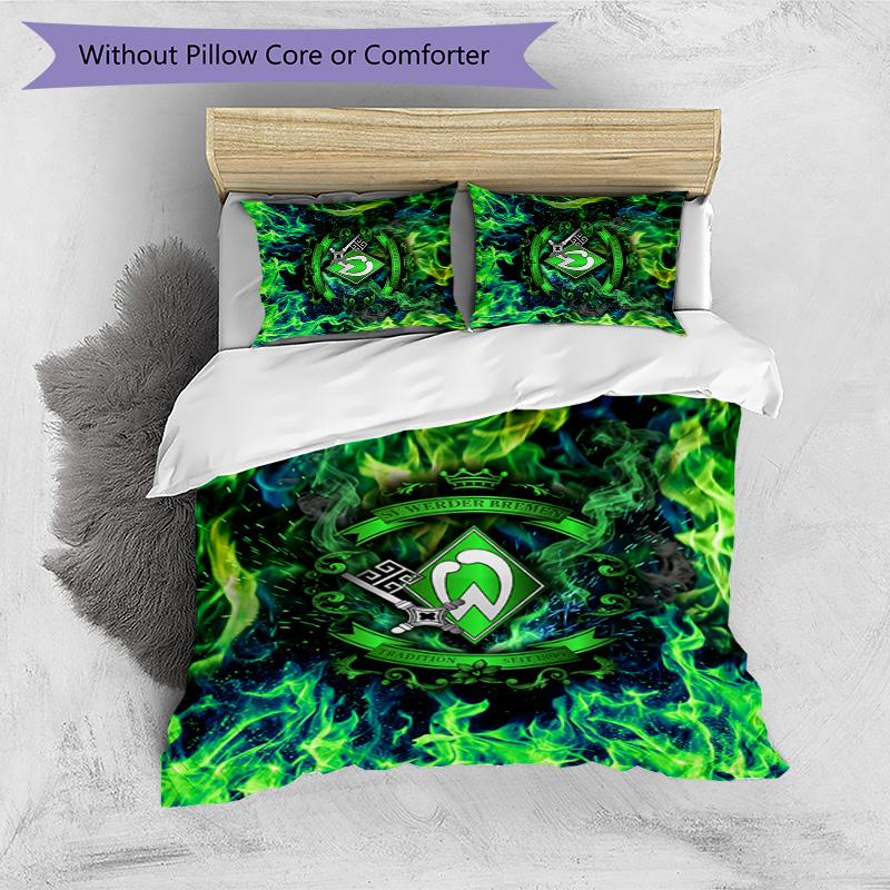 Set Lenzuola 3 Pezzi Stampato Werder Bremen, Comodo Set Copripiumino per Camera da Letto Amico della Pelle