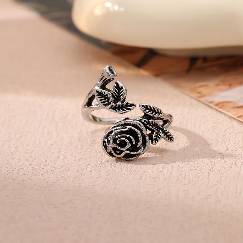 Ancient silver geometric ring literary and retro personality light luxury fashion jewelry finger ring women