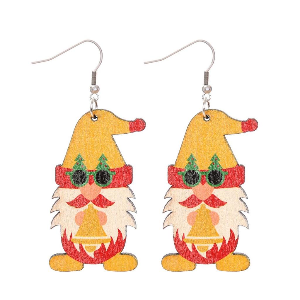 Christmas Cute Gnome Christmas Tree Pendant, Earrings Wooden Double Sided Earrings Christmas Gifts