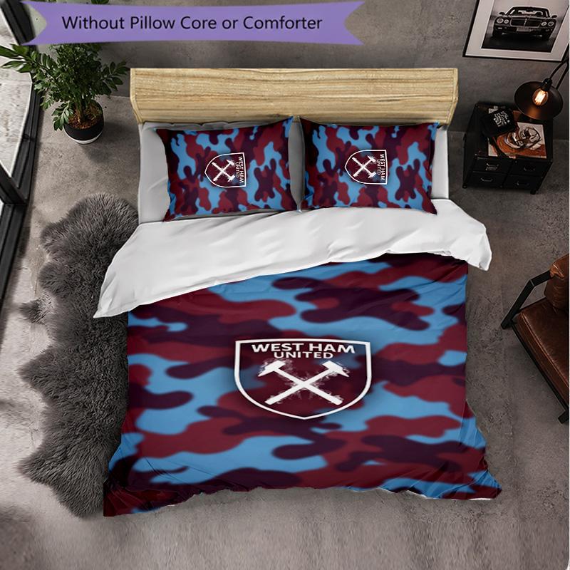 West Ham United Calcio Set Biancheria da Letto 3 Pezzi Morbido Set Copripiumino con Federe Set Decorazione Camera da Letto per la Casa