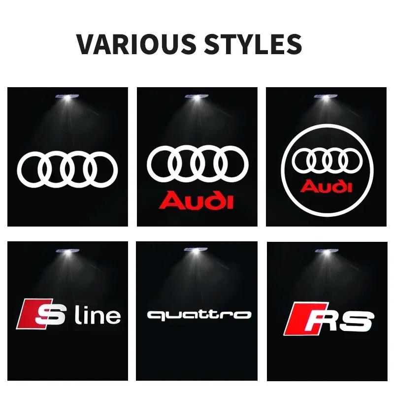 For Audi 8L Led Car Door Logo Welcome Light For Audi A4 B5 B6 B7 B8 B9 A1 A3 8V 8P 8L A6 C5 C6 C7 A5 A7 A8 Q3 Q5 Q7 TT S3 S6 Sline Quattro