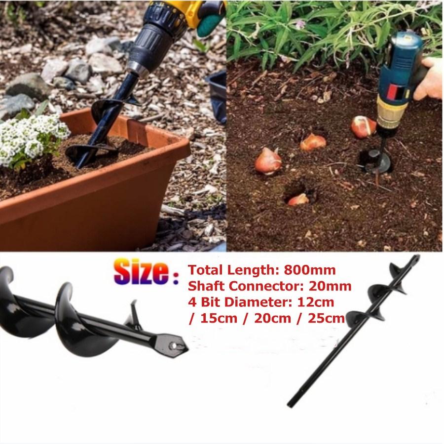 Black 120/150/200/250mm 80cm Single Blade Auger Drill Bit Drill Garden Planting Earth Petrol Post Hole Digger Power Tools Accessories