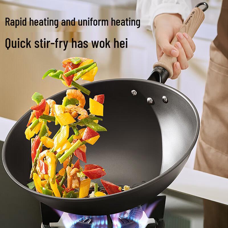 Joyoung 30cm Refined Iron Wok - Rust-Proof & Pre-Seasoned