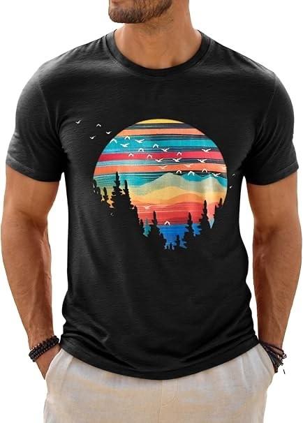 Mens Short Sleeve T-Shirts Graphic Crewneck Casual Printed Tee XXXXL