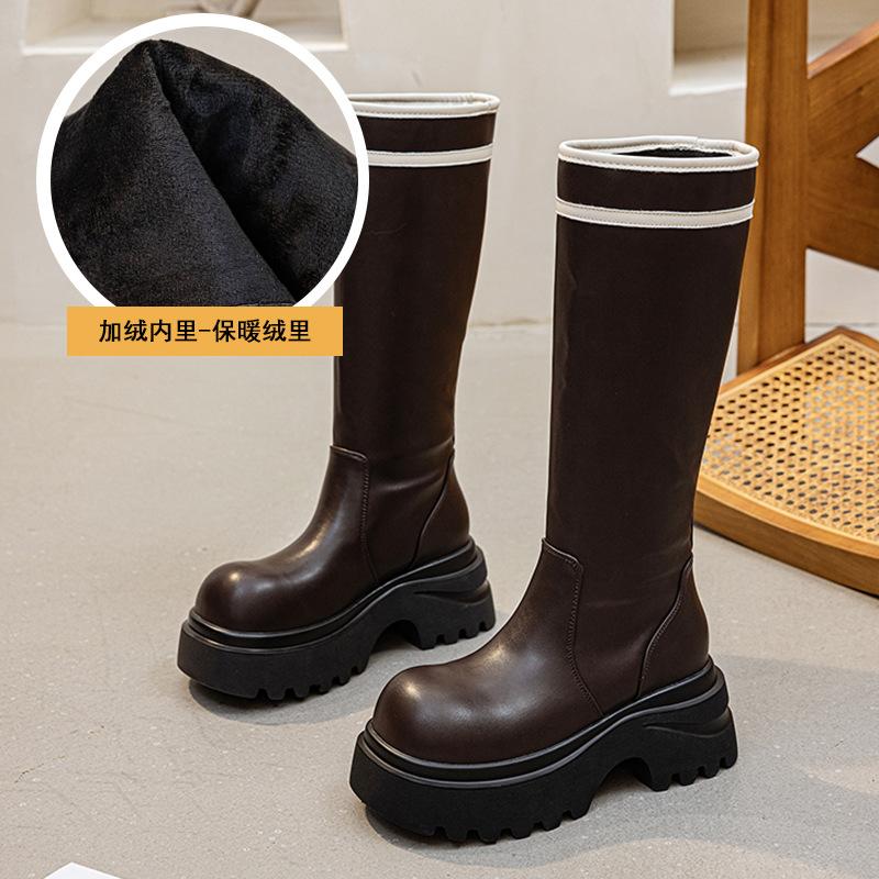 

Ботинки Ботинки Женские 2025 Осень и Зима Новые Ботинки Мартин Женские Простые Универсальные Модные Кожаные Ботинки Высокие Серия Merad 40