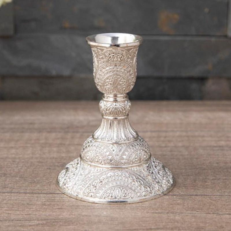 Elegant European Engraved Pattern Taper Candle Holders Antique Metal Candlestick Candelabra For Table Centerpieces