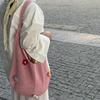 Bolsa de Ombro Feminina Vazada Tricotada Grande Capacidade Bolsa de Praia de Malha Bolsa de Ombro de Crochê de Flores Bolsa para Compras Viagem Deslocamento