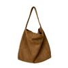 Suede Tote Bag for Women Autum Winter Frosted Casual Large Capacity Commuting Shoulder Bags Vintage Solid Versatile Handbags