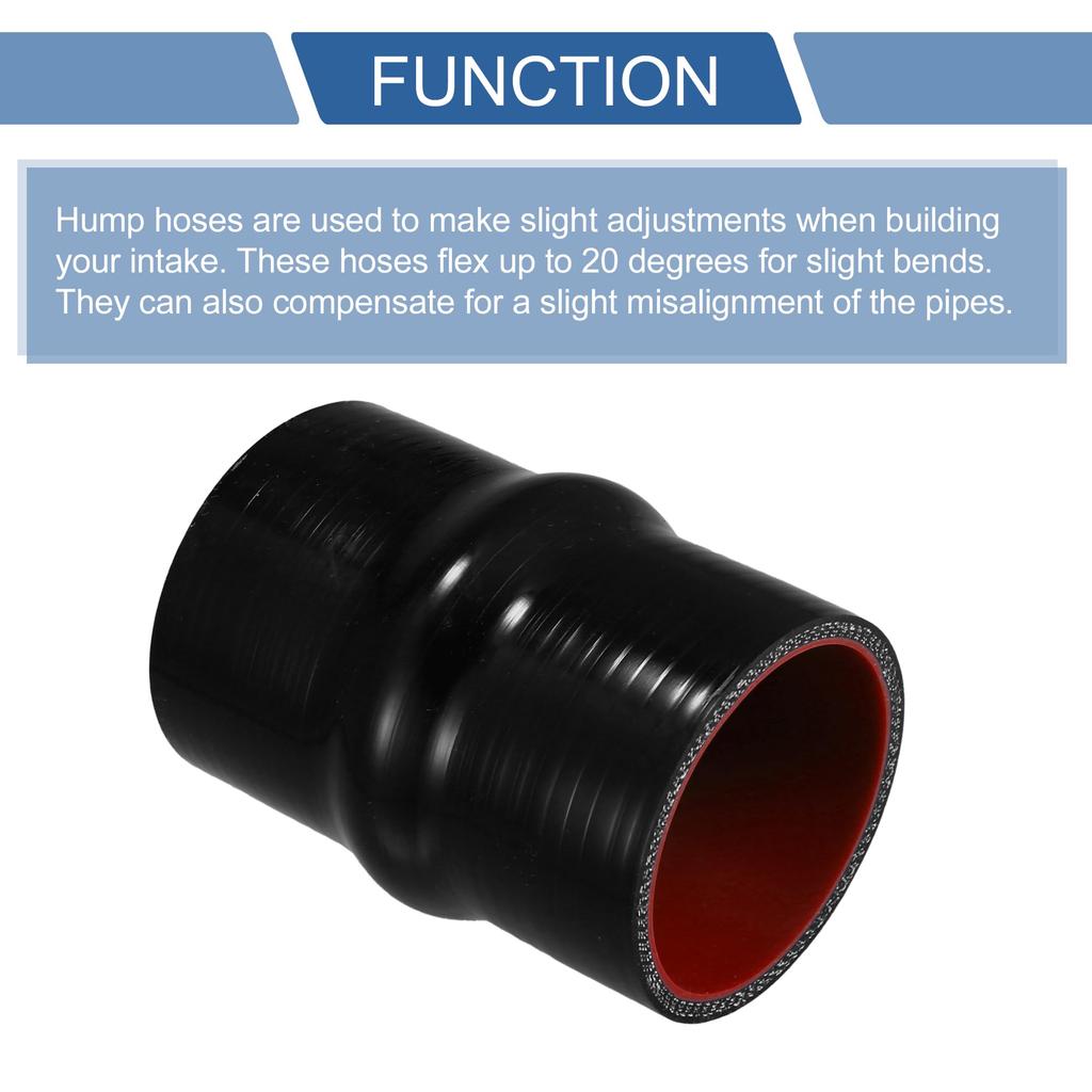 X AUTOHAUX 1pcs 60mm/2.36" 102mm/4.02" Length Black Red Car Silicone Hose Hump Hose Hose Universal