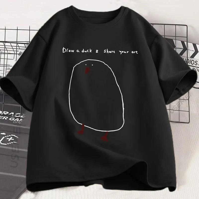 Funny Draw Duck T Shirt Unisex Women Casual Funny Printed Tshirt Summer Round Neck Short Sleeve Tshirt Cool Unisex Womens Clothes