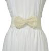 Women Pearl Bow Belt Elegant Wide Elastic Waist Cincher Fashion Accessory Dress Sash Wedding Party Waistband Stylish Adjustable All-Match Solid Color