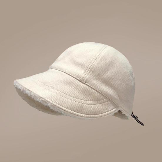 Baseball Hat Solid Color Velvet Lining Adjustable Women Hat Ear Protection Design Outdoor Winter Hat