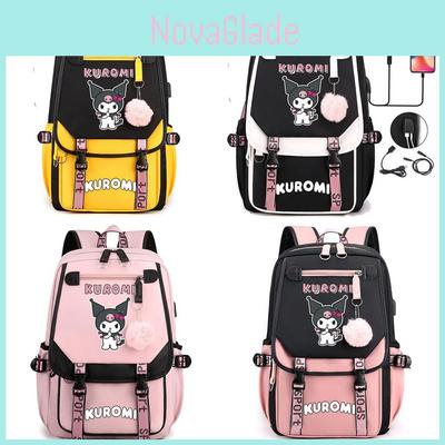 Kuromi Schülerrucksack mit USB-Ladeanschluss für Freizeit, Reisen und den Schulgebrauch