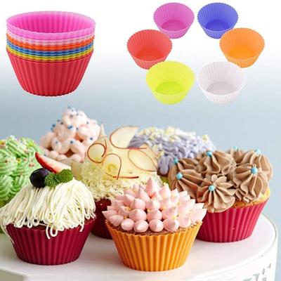 12pcs Round High Temperature Resistant Silicone Small Cake Cup Mold High Temperature Resistant Kitchen Baking Accessories