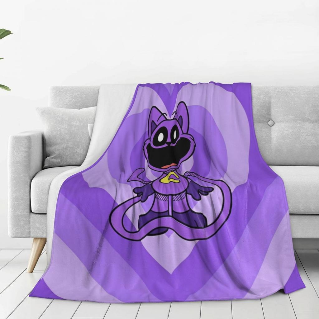 Smiling Catnap Heart Happy (1)-bayingimg Flannel Blanket Warm Throw Blanket for Bedroom Picnic Novelty Bedspread Sofa Bed Cover