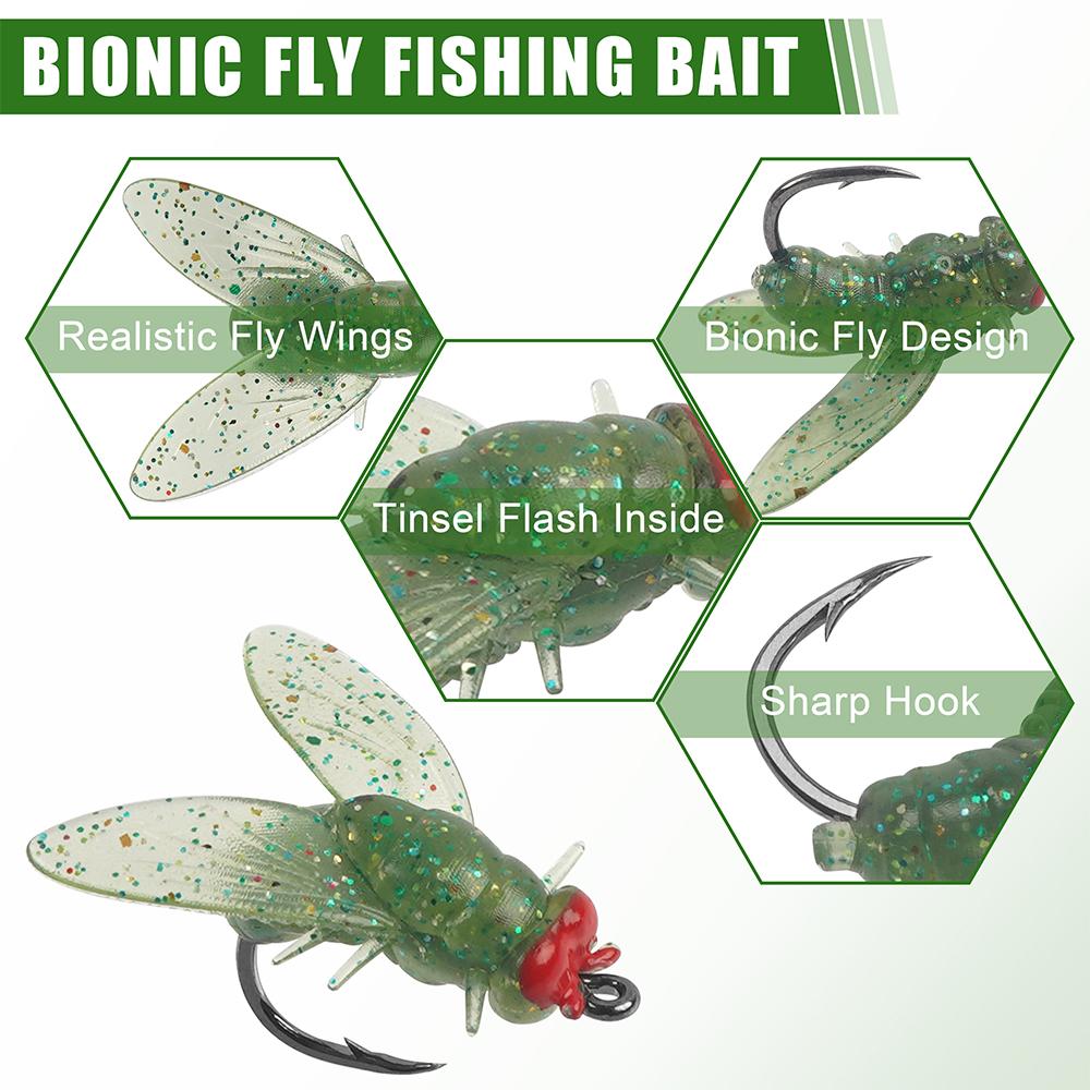 18Pcs Bionic Fly Fishing Bait Fly Fishing Flies Lures Kit Trout Jigs Swimbait Dry Flies Freshwater Saltwater Fly Fishing Hooks
