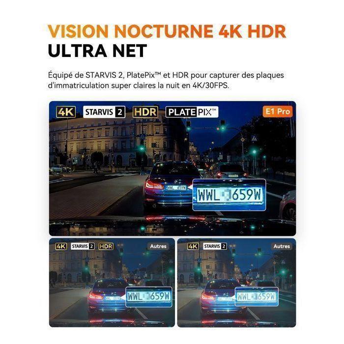 VANTRUE Element-1 PRO 4K Dashcam Car, Mini WiFi GPS On-Board Camera, French Voice Control, HDR Parking Mode