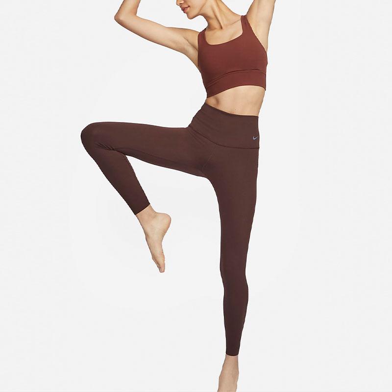 Nike Zenvy High-Waisted Solid Color Quick-Dry Sports Leggings Women Bottoms Brown DQ6014-227