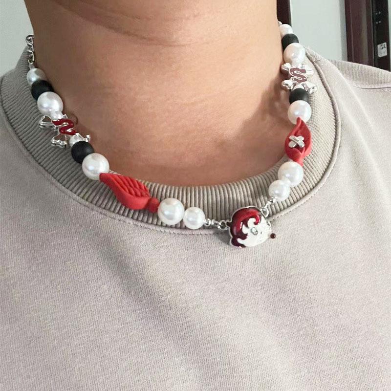 

Дуань Иен Цин Лянь Деревянное ожерелье с куклой-ангелом: Уникальный жемчужный хип-хоп дизайн для пар