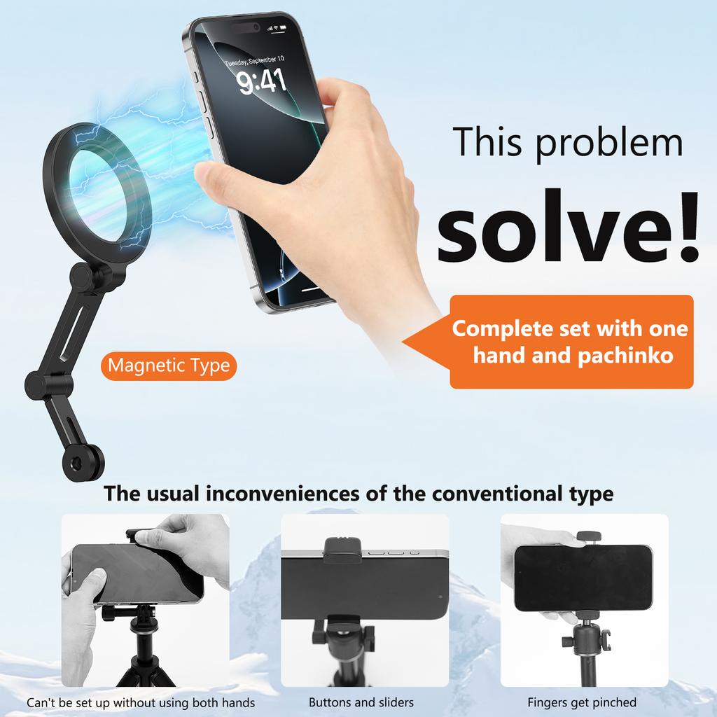 VRIG MG-27 Magnetic Phone Mount Stand for GoPro Adapter First Person Perspective Shooting Foldable Bracket
