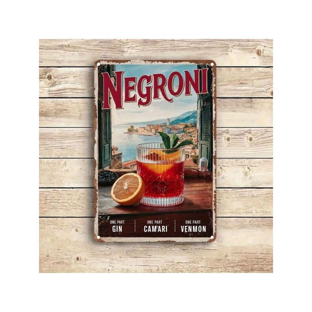 Neon Negroni Venice Retro Metal Wall Art Bar Decor