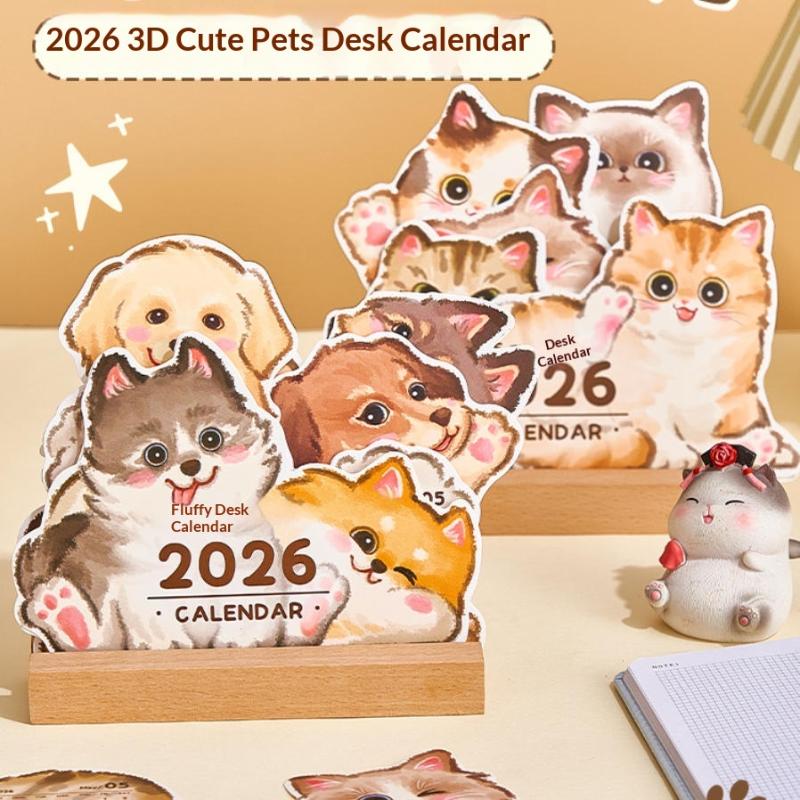 1 Stück Tischplaner 2026 Katze Hund Serie Schreibtischkalender Jahresplaner Organizer Memo Notizen Für Zuhause Büro Schule Tagesplaner