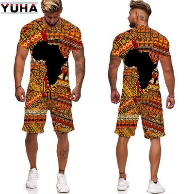YUHA,Afrikanske 3D Print Kvinde/Herre T-shirt Sæt Afrika Dashiki Herre Træningsdragt/Toppe/Shorts Sport Og Fritid Sommer Herre Sæt