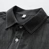 Chemise Homme Denim Col Montant Polyvalente Simple Boutonnage Manches Courtes Décontractée Minimaliste Haut