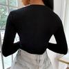 Mode Damen Sexy Trägerlos Slim Langarm O-Ausschnitt Reißverschluss Bluse Top T-Shirt