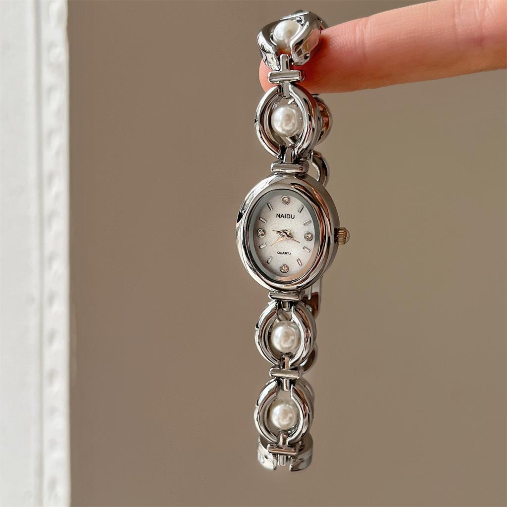 Luxury Brand Women Oval Dial Quartz Watch Fashion Women Inlaid Pearl Bracelet Wristwatches Dress Relojes Para Mujer Dropshipping