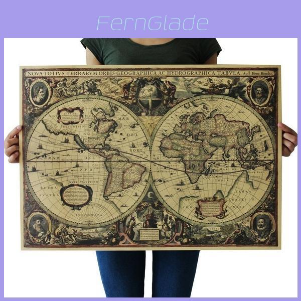 Dedc Vintage Globe Mapa Starego Świata Matowy Papier Plakat Oszałamiająca Sztuka Dekoracyjna Dla Miłośników Vintage