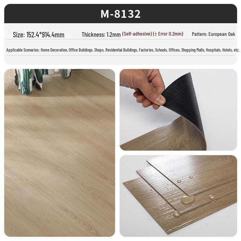 PVC Self-Adhesive Waterproof Wood Grain Floor Stickers - Fireproof, Wear-Resistant, Thick, for Home or Commercial Use.