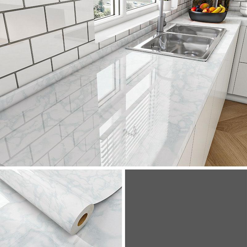 Marble Self Adhesive Film - Heat Resistant Kitchen Countertop Sticker, Waterproof Oil Proof Peel and Stick Wallpaper for Cabinet Refinishing