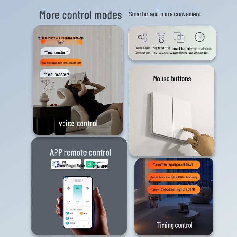Ultra-thin Skin-Feel Switch Panel with Mijia App & Xiaoai Tongxue Voice Control