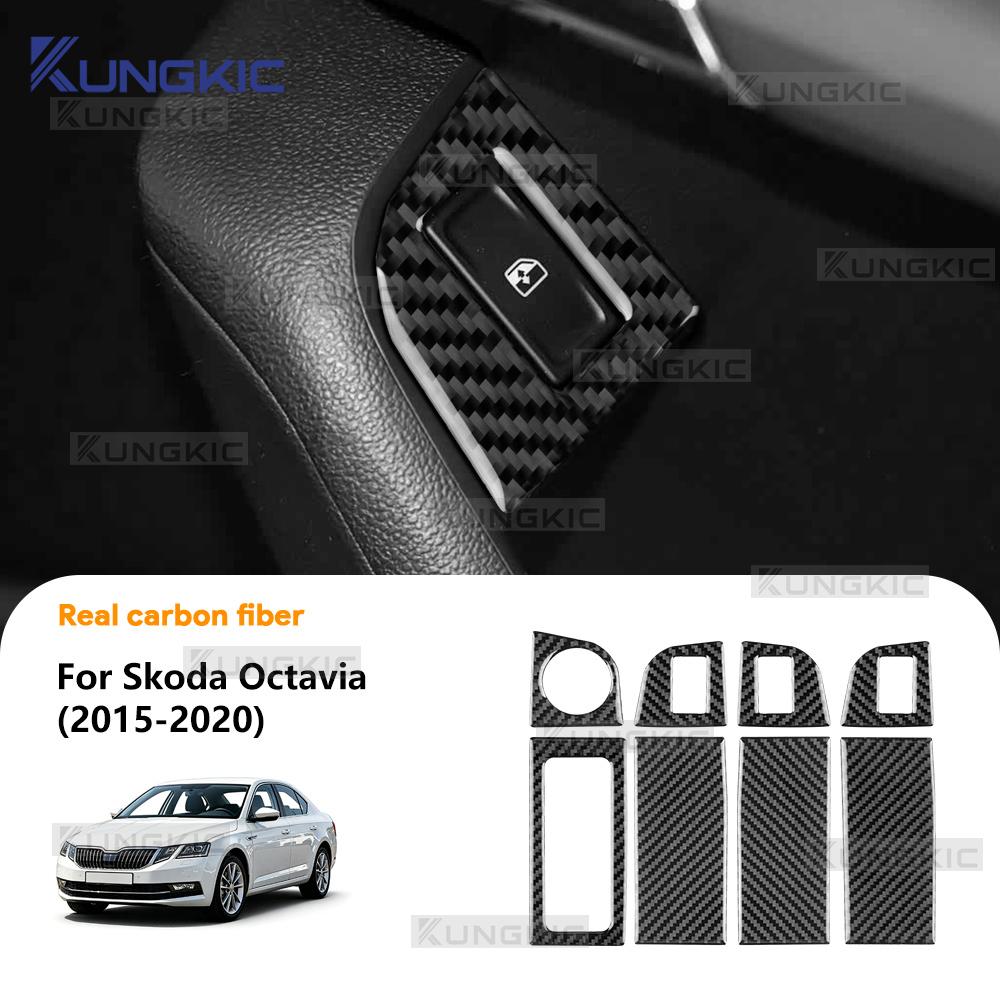 Carbon Fiber Window Switch Frame for Skoda Octavia A7 2015-2020 LHD RHD