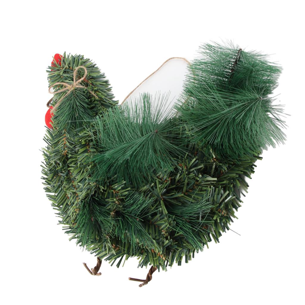 Rooster Chicken Wreath Green ABS Artificial Rooster Shaped Wreath for Holiday Home Decor