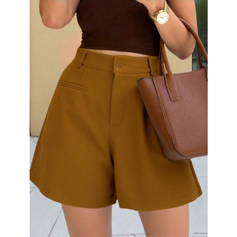 Fashion Casual High Waist Loose Solid Color Wide Leg A Line Women Shorts