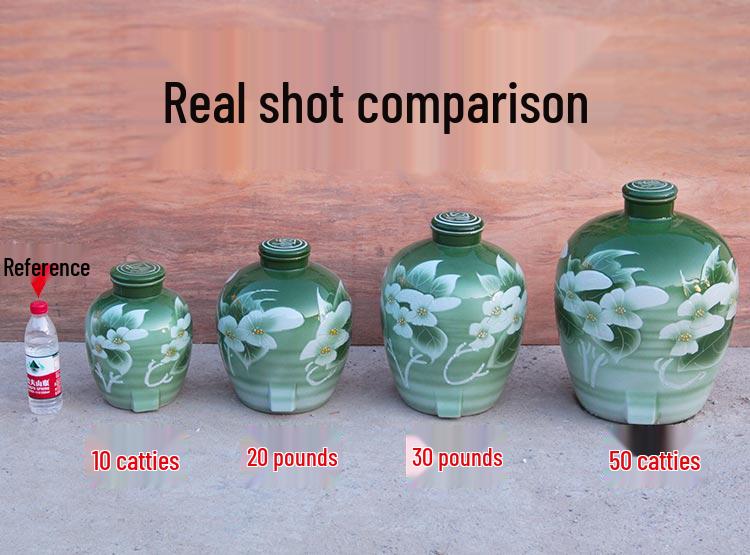 Jingdezhen Ceramic Wine Jar – Sealed, 10/20/50 Jin, Ideal for Cellar Storage & Wine Soaking.