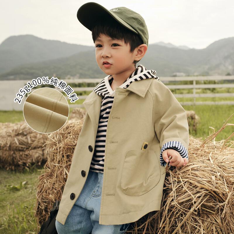 Boys Striped Khaki Trench Coat 150