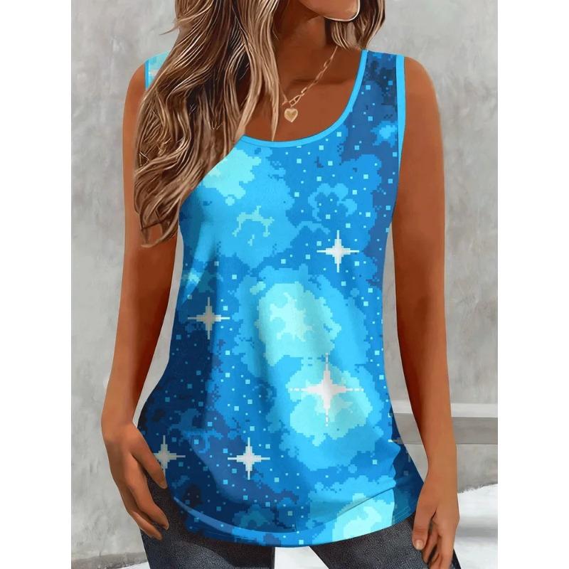 Sommer Damen 3D Gedrucktes Ärmelloses T-Shirt Mode Vielseitig Atmungsaktiv Trend Lässig