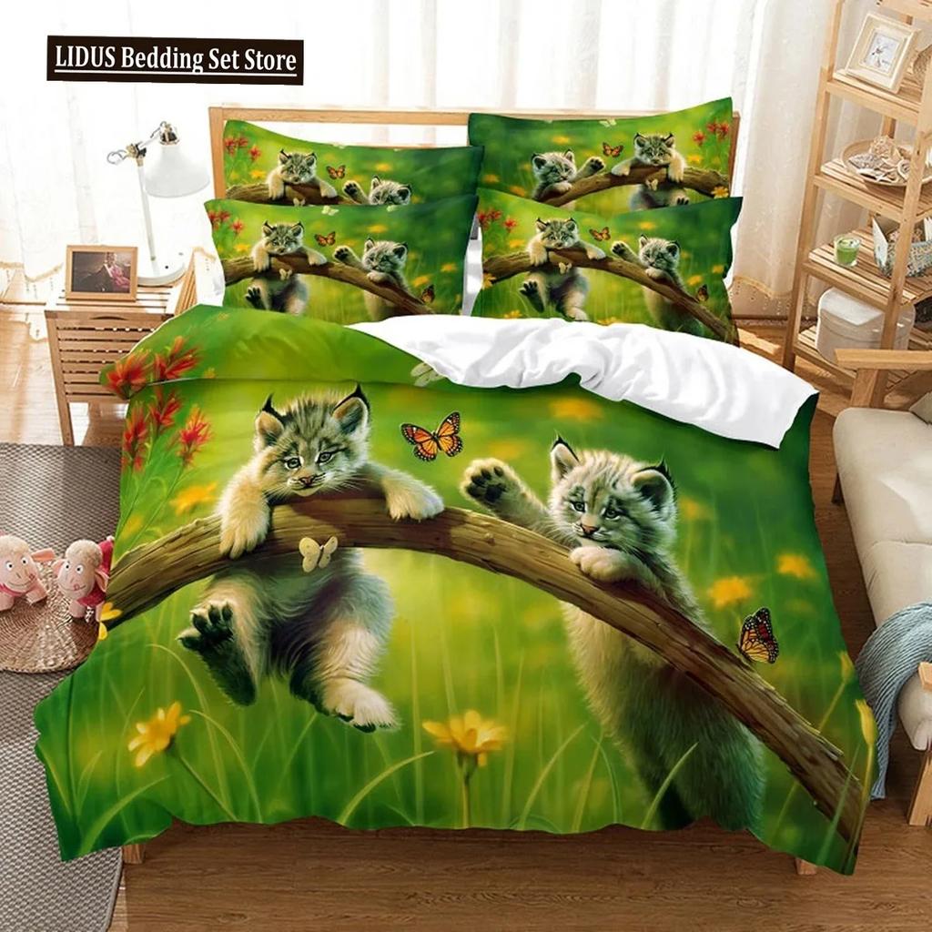 3D Cat Cute Kitten Pattern Duvet Cover Cat Kids Bedroom Decoration Cat Bedding Set For Women Girls Boys Gifts With Zipper 3pcs