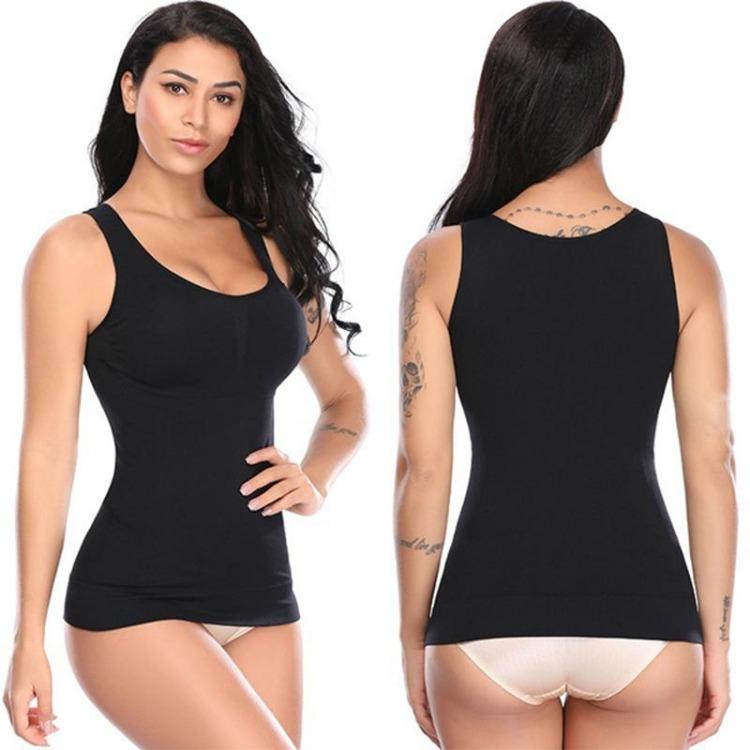 Camisola moldeadora para mujer con sujetador incorporado y control de abdomen de alta compresión, tirantes finos, camisetas sin mangas, moldeador corporal adelgazante, ropa interior para pérdida de peso