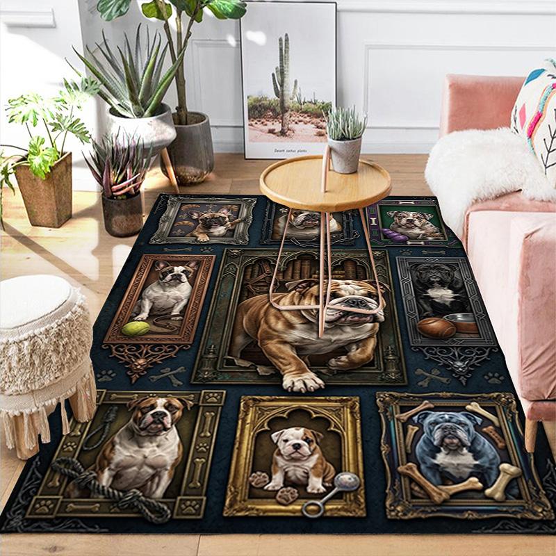 Bulldog Legacy Frames Pattern Rug Floor Mat for Living Room or Bedroom Soft and Comfortable Carpet a Gift for Birthday and Holiday.