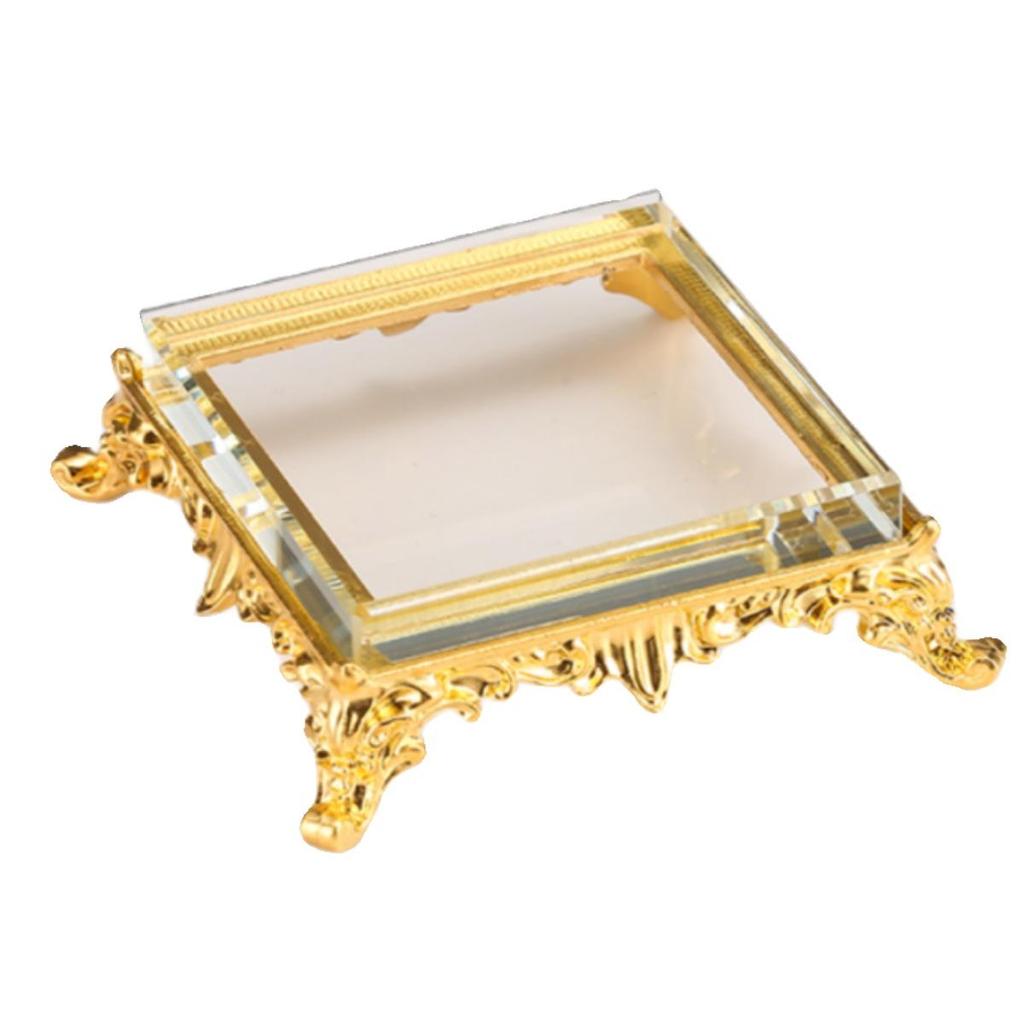 Pyramid Crystal Metal Ornament: Luxury Display Plate for Jewelry, Minerals, Figurines, & Wine