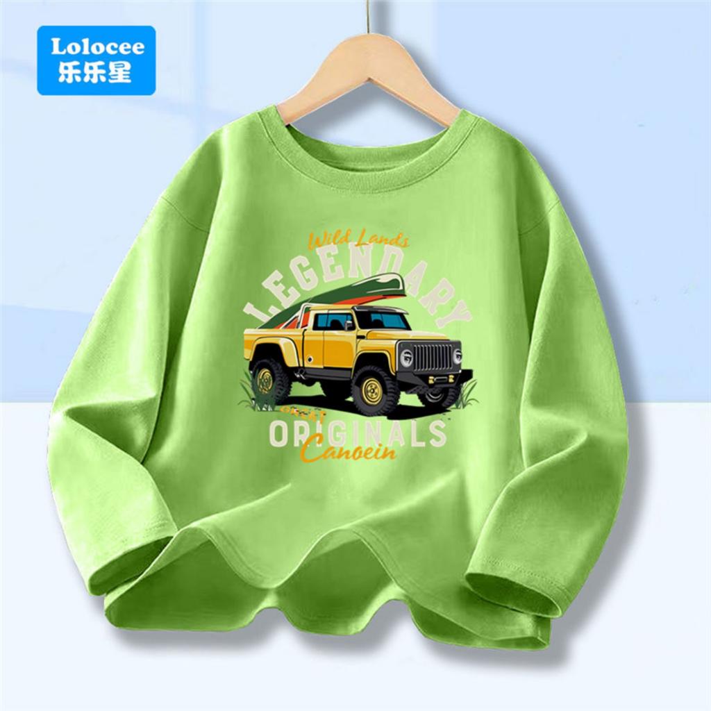 Off Road Cartoon Car Print Graphic Tops for Women, Spring Autumn Women's Long Sleeve Pickup Truck Tees